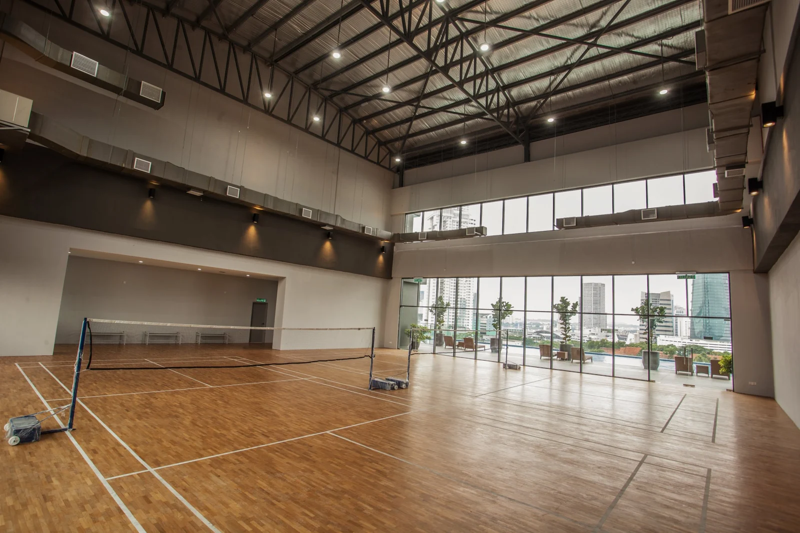 Badminton court facilities at SKS Pavillion Residences, floor 8