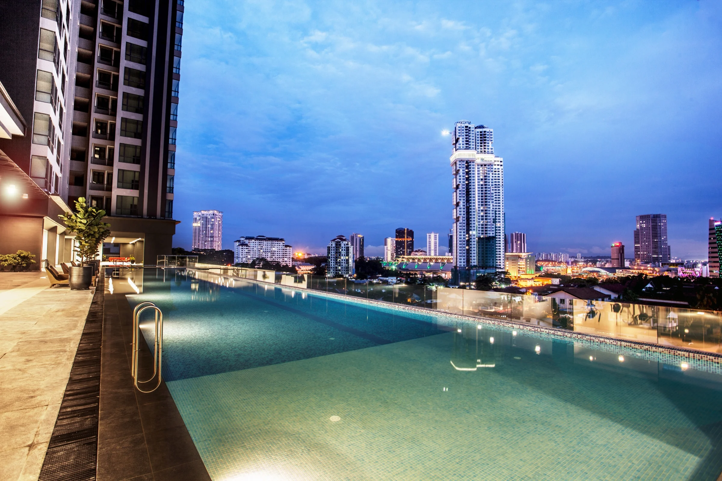 Pool at SKS Pavillion Residences at blue hour